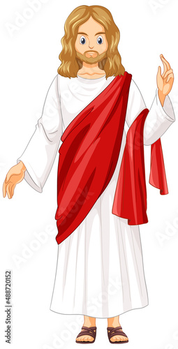 Jesus cartoon character on white background