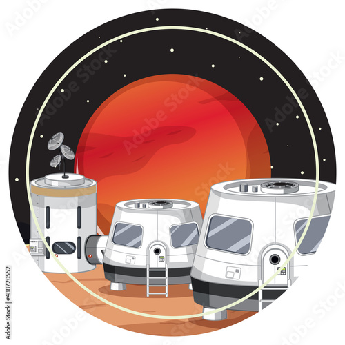 Settlement in the space badge on white background