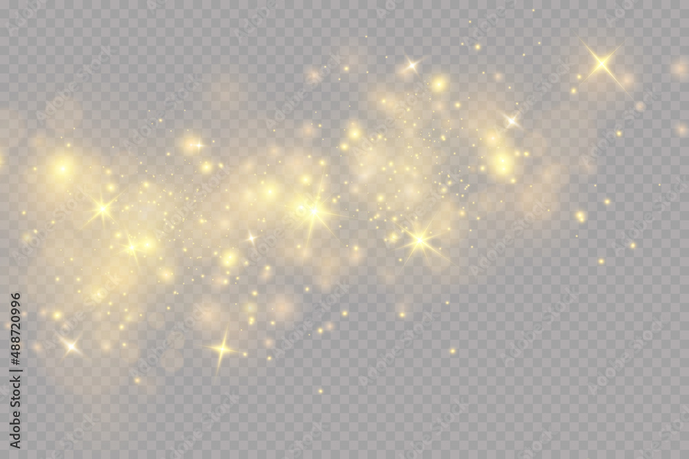 Christmas light effect. Sparkling magical dust particles.The dust ...