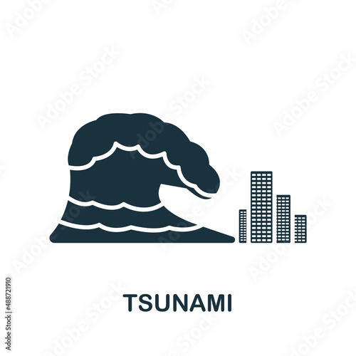 Tsunami icon. Monochrome simple icon for templates, web design and infographics