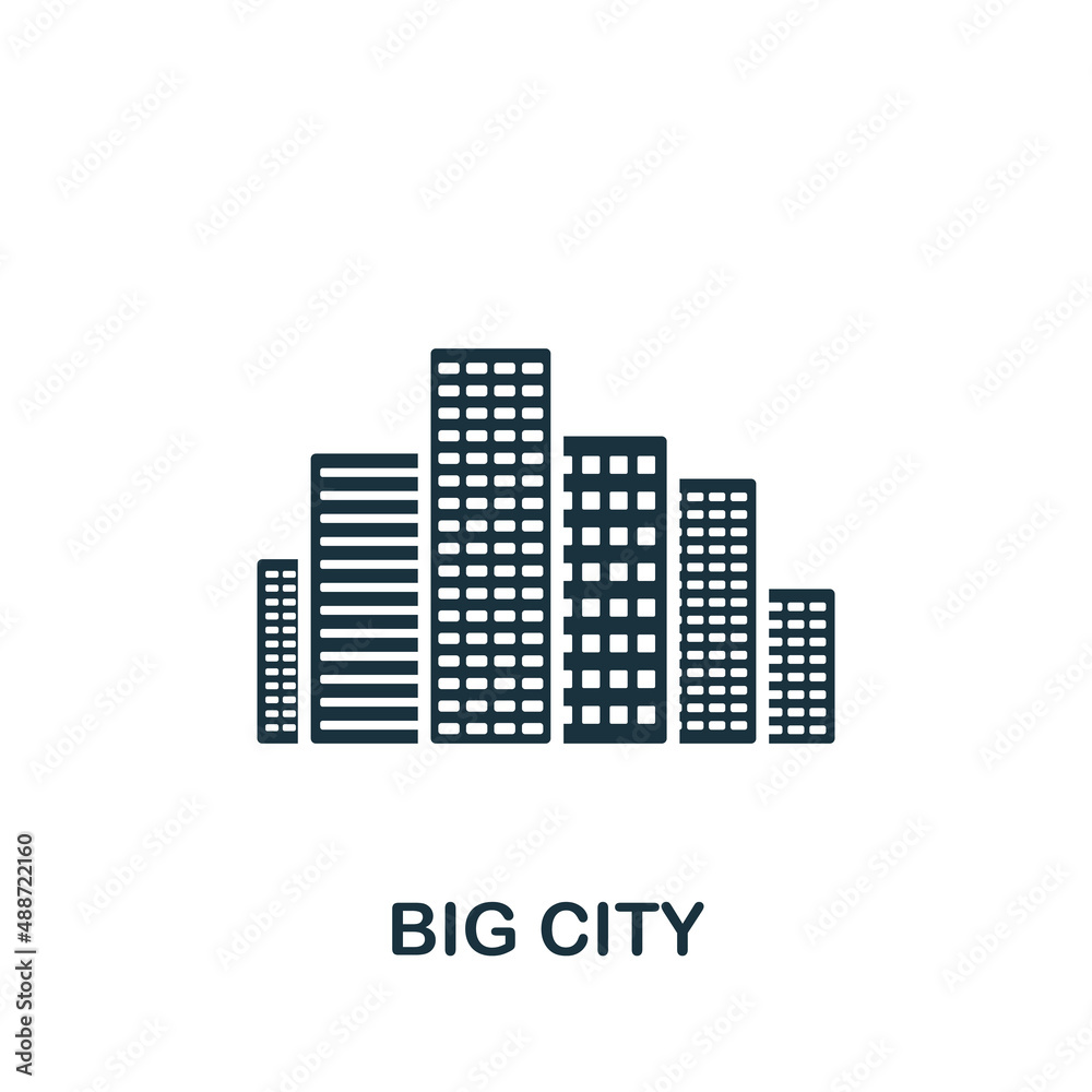 Big City icon. Monochrome simple icon for templates, web design and infographics