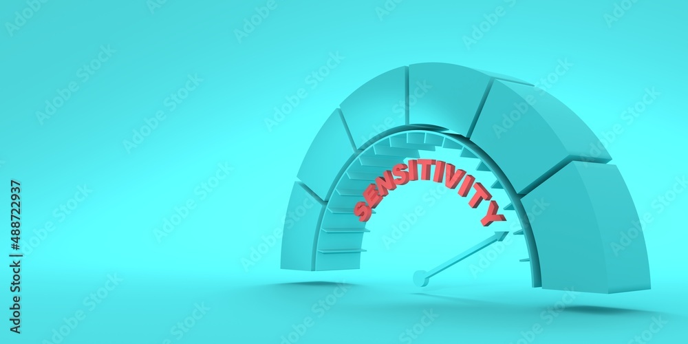 Sensitivity measuring device with arrow and scale. 3D render Sensitivity measuring device with arrow and scale. 3D render