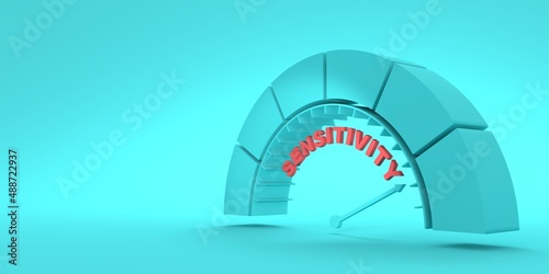 Photos Sensitivity measuring device with arrow and scale. 3D render