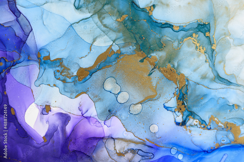Abstract alcohol ink fluid art background in blue, purple, pink and gold Abstract alcohol ink fluid art background in blue, purple, pink and gold