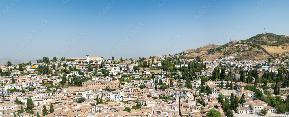 Urban landscape of the city of Granada in Spain, the main mosque is seen Urban landscape of the city of Granada in Spain, the main mosque is seen