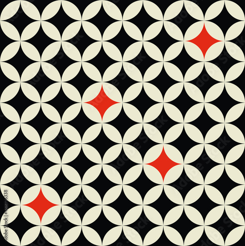 Geometric Circle Islamic Moroccan Tile Pattern Abstract Seamless Design Vector Artwork Trendy Bright Colors Minimal Concept