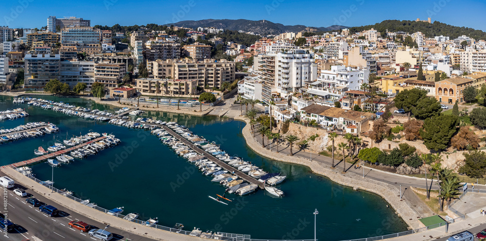 Can Barbara Dock aerial view, Palma Mallorca, Balearic Islands, Spain