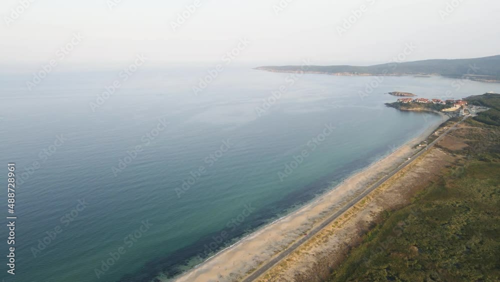 Aerial Sunset view of The Driver Beach near resort of Dyuni, Burgas Region, Bulgaria Aerial Sunset view of The Driver Beach near resort of Dyuni, Burgas Region, Bulgaria