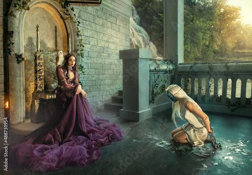 фотографія Artwork fantasy fairy evil insidious revenge woman queen sits on throne