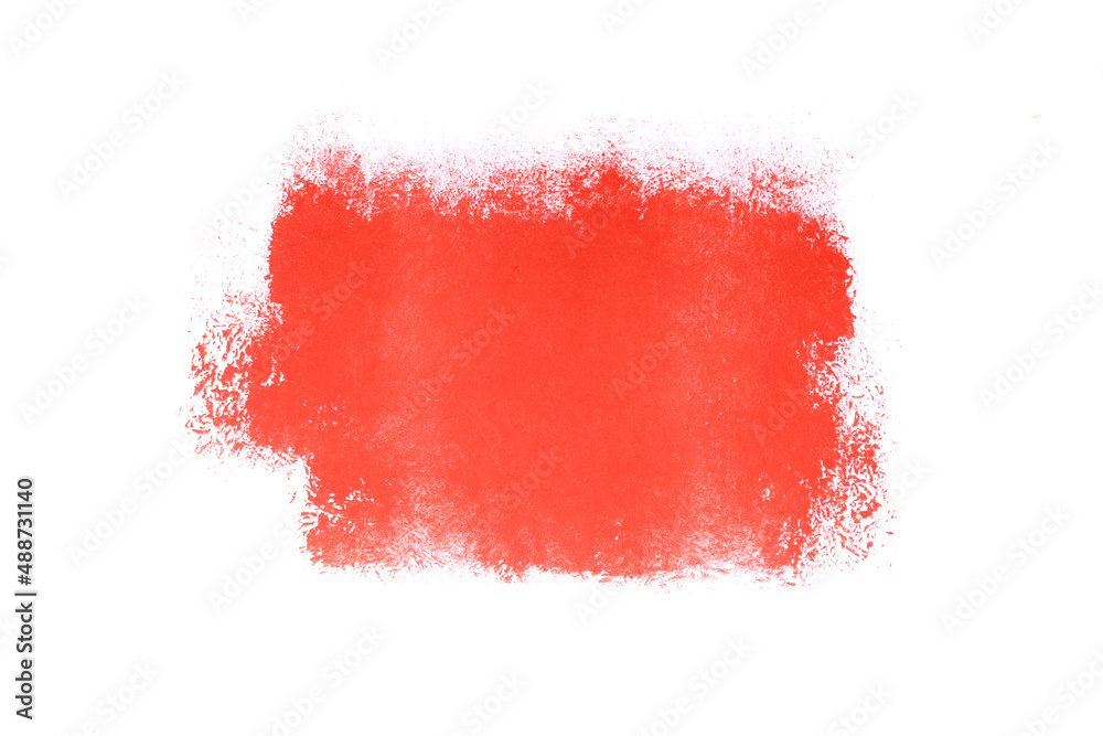 red paint applied with a roller in isolation on a white background
