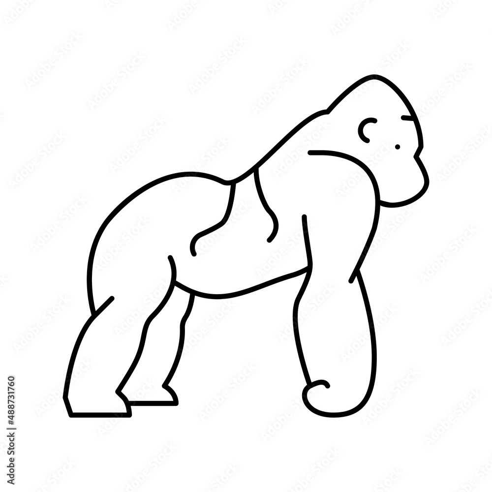 Obraz premium gorilla wild animal line icon vector illustration