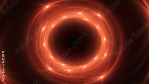 Bright abstract background with leaks. Blurred lighting tunnel. Magic portal. Vivid sphere lens