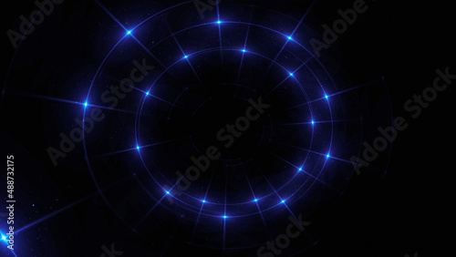 Bright abstract background with leaks. Lighting tunnel. Magic portal. Vivid sphere lens