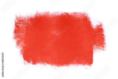 red paint applied with a roller in isolation on a white background