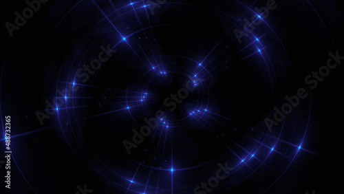 Bright abstract background with leaks. Lighting tunnel. Magic portal. Vivid sphere lens