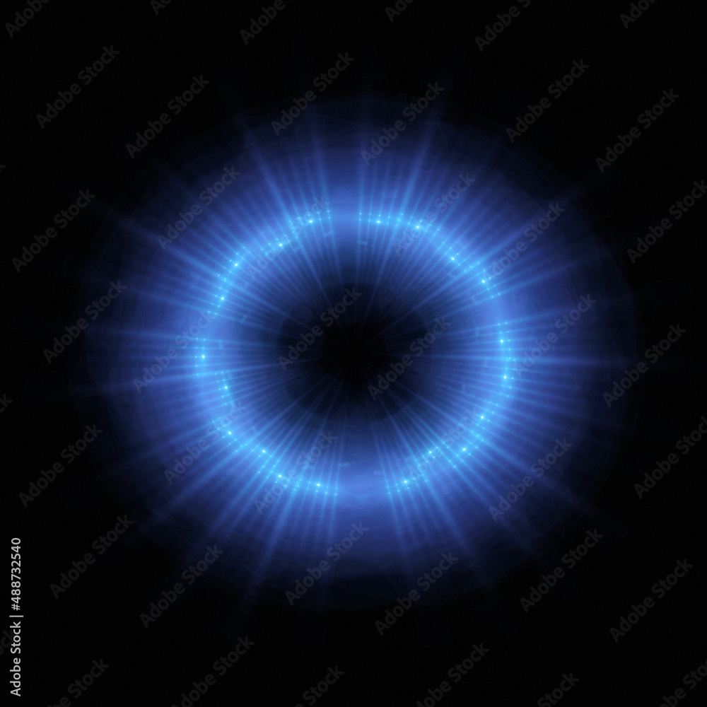 Bright abstract background with leaks. Lighting tunnel. Magic portal. Vivid sphere lens