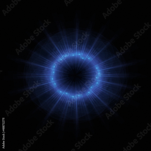 Bright abstract background with leaks. Lighting tunnel. Magic portal. Vivid sphere lens