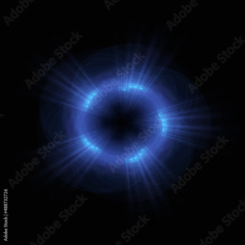 Bright abstract background with leaks. Lighting tunnel. Magic portal. Vivid sphere lens