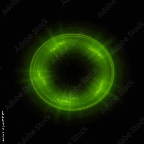 Bright abstract background with leaks. Lighting tunnel. Magic portal. Vivid sphere lens