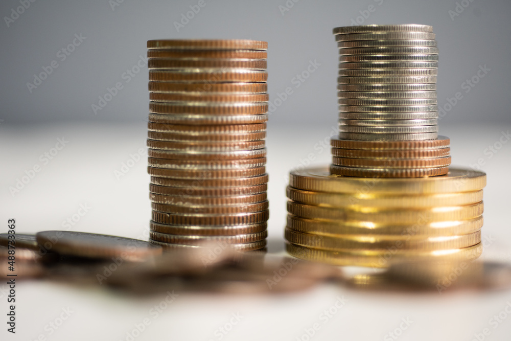 Close up group of coins on blure background. Close up group of coins on blure background.