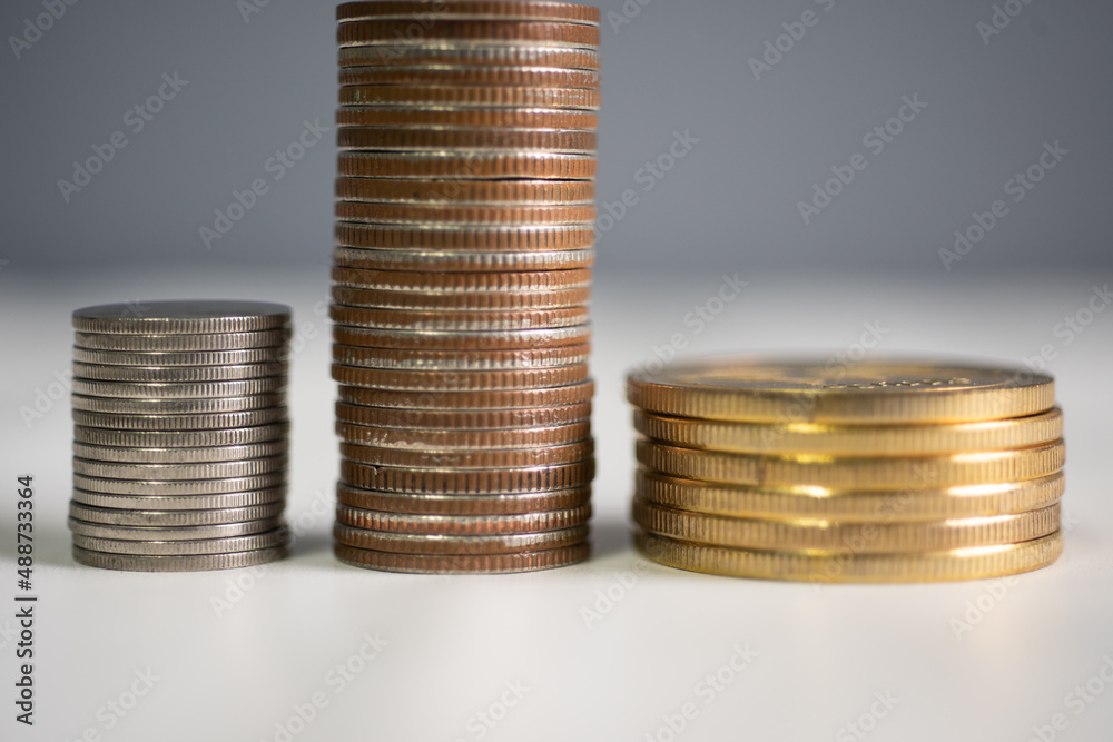 Close up group of coins on blure background. Close up group of coins on blure background.