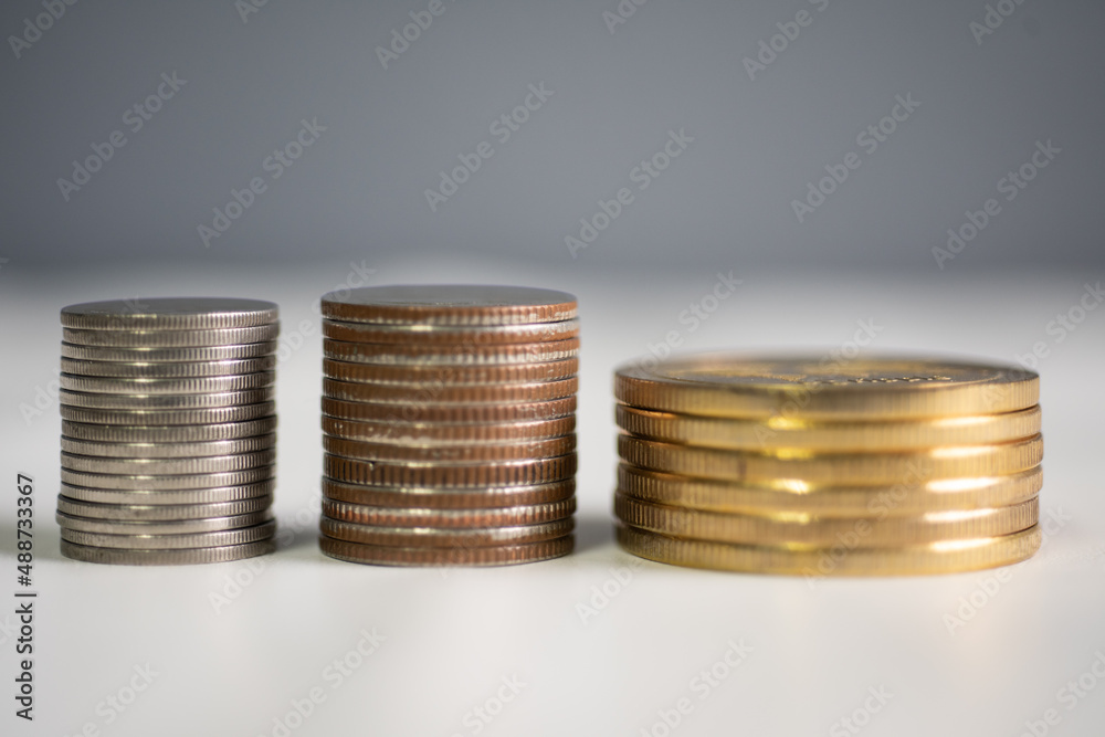 Close up group of coins on blure background. Close up group of coins on blure background.