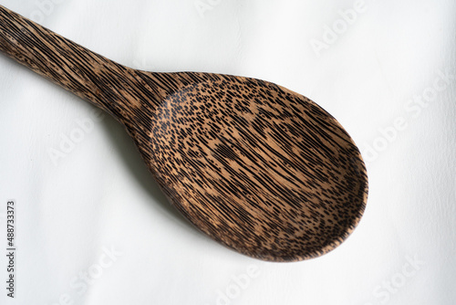 Spoon wood on white background. photo