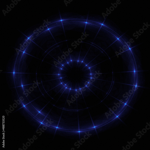 Bright abstract background with leaks. Lighting tunnel. Magic portal. Vivid sphere lens