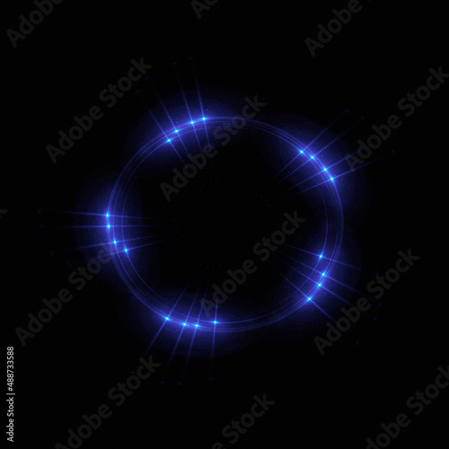 Bright abstract background with leaks. Lighting tunnel. Magic portal. Vivid sphere lens