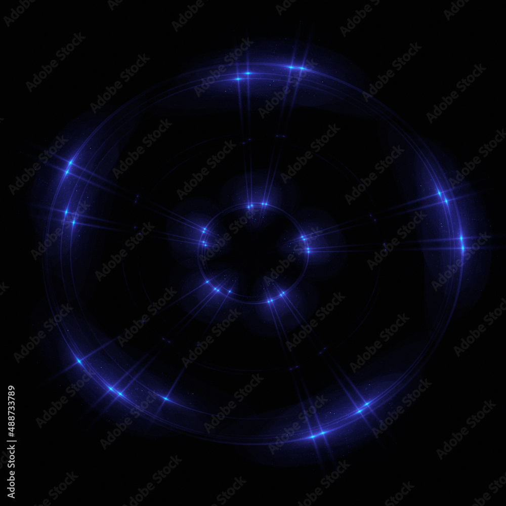 Fototapeta premium Bright abstract background with leaks. Lighting tunnel. Magic portal. Vivid sphere lens