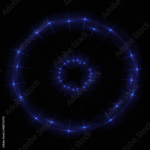 Bright abstract background with leaks. Lighting tunnel. Magic portal. Vivid sphere lens