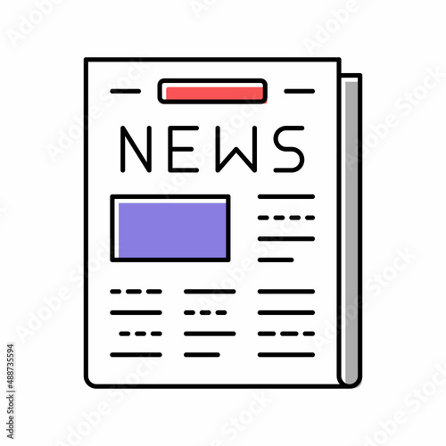 newspaper with news articles color icon vector illustration