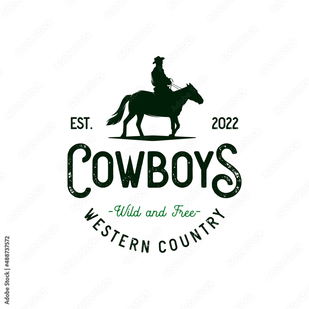 Cowboy wild west rodeo vintage logo