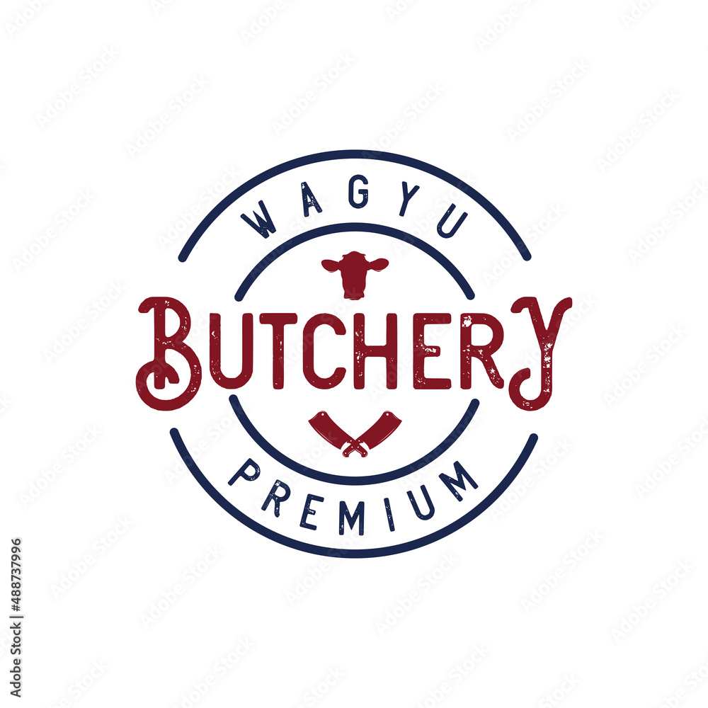 Fototapeta premium Butcher Shop and Butchery Vintage Logo Concept