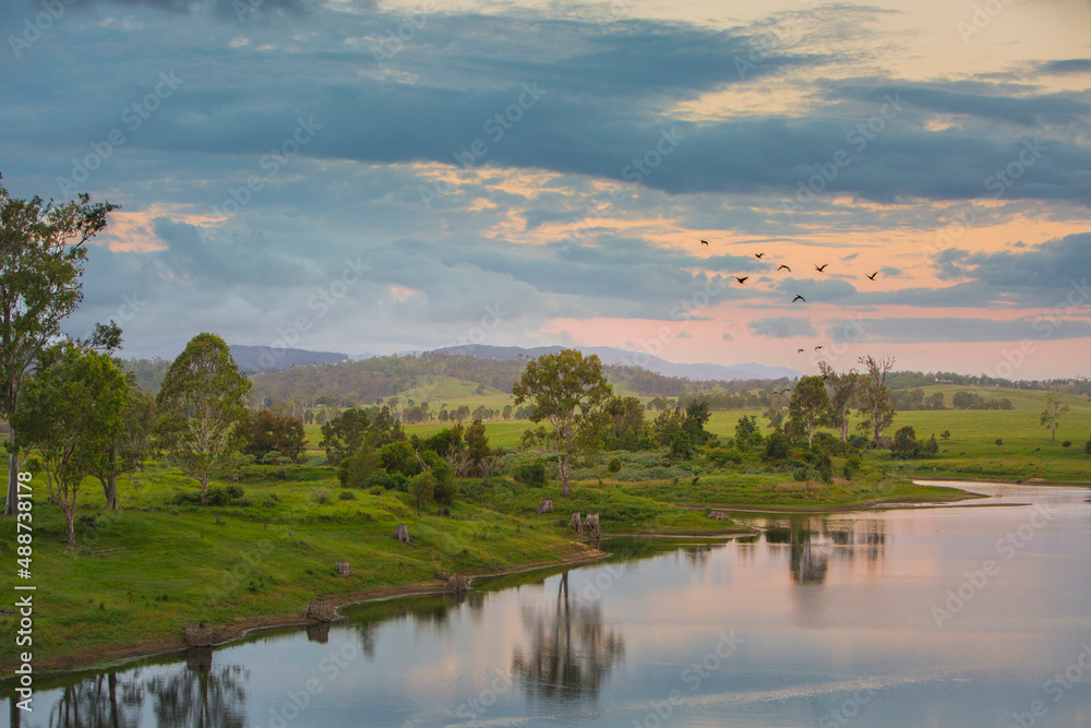 Fototapeta premium sunset over the lake