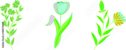 Autumn watercolour flower branches vector	