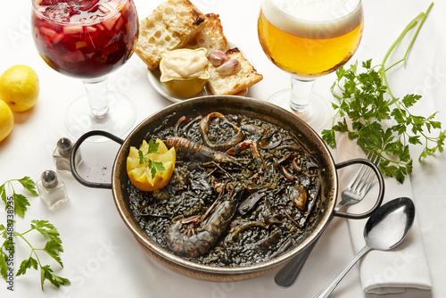 Spanish local meal, black rice. photo