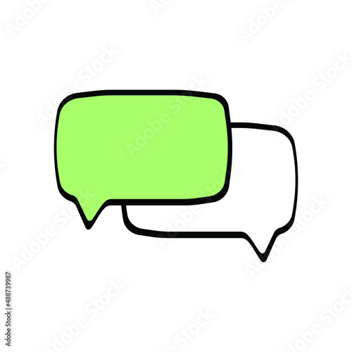 Cute cartoon speech bubbles. Dialog vector icon.