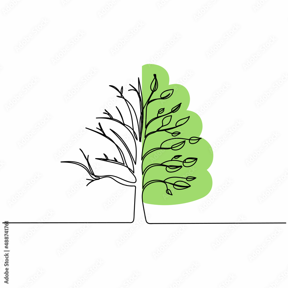 Continuous one simple single abstract line drawing of climate changing ...