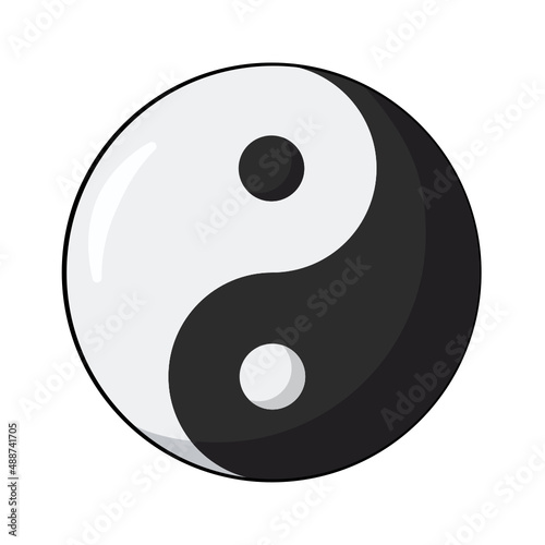 Yin Yang symbol. Cartoon. Vector illustration