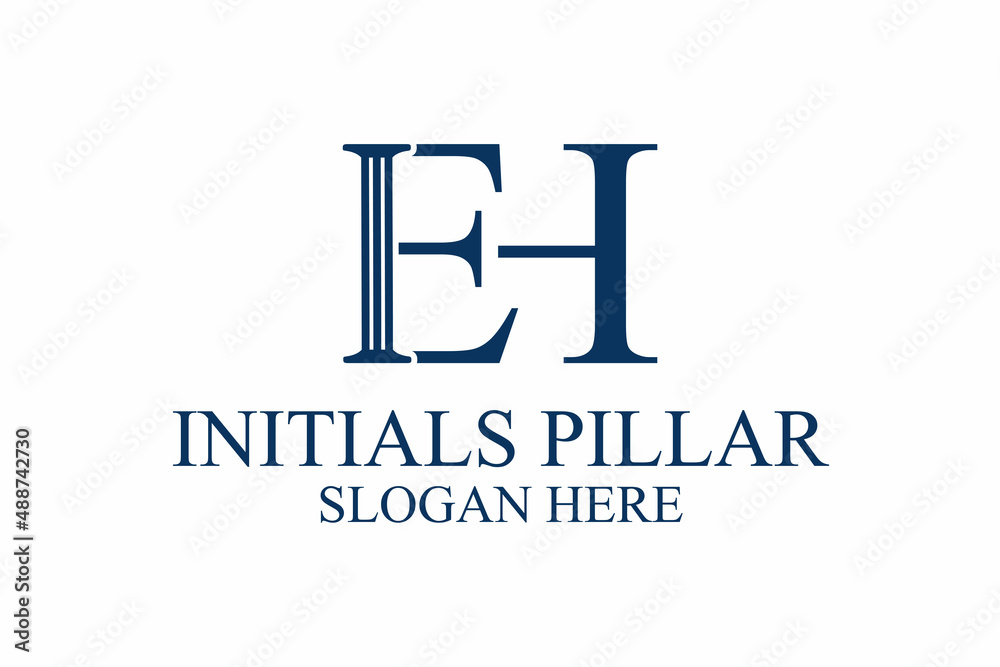 legal pillar logo, initial letter e/h. premium vector legal pillar logo, initial letter e/h. premium vector