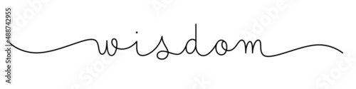 WISDOM black vector monoline calligraphy banner with swashes