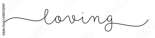 LOVING black vector monoline calligraphy banner with swashes