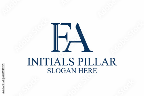 legal pillar logo, initial letter f/a. premium vector