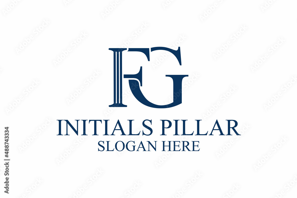 legal pillar logo, initial letter f/g. premium vector