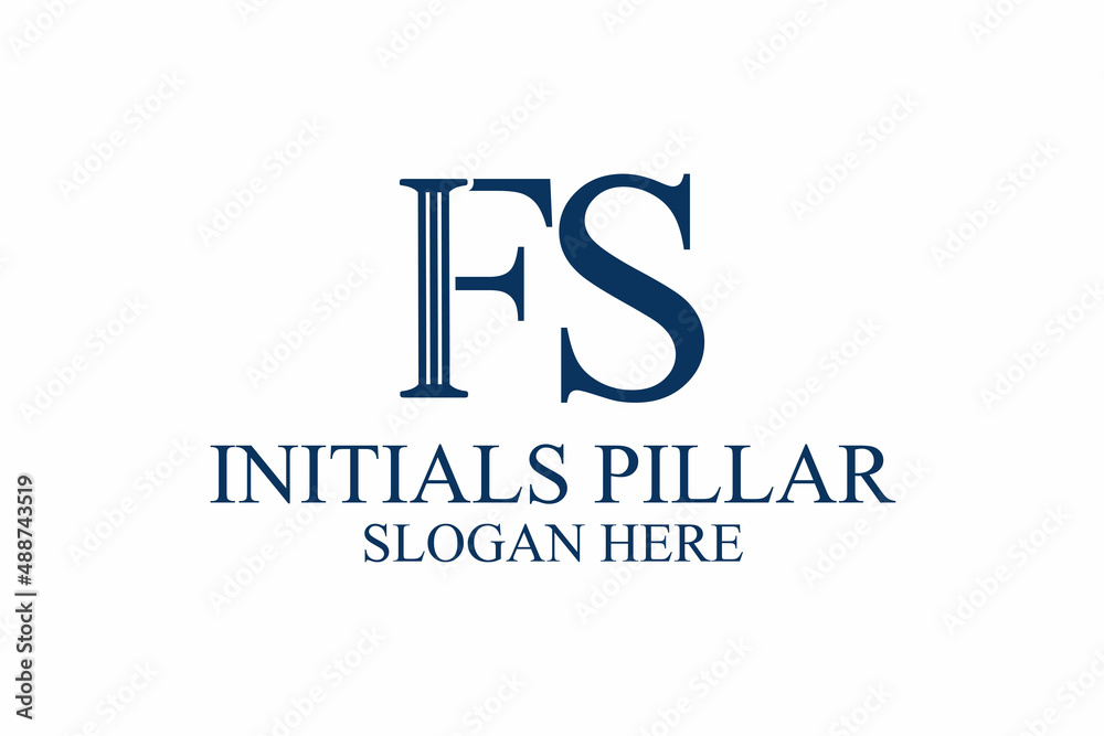 legal pillar logo, initial letter f/s. premium vector