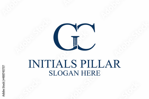 Obraz na płótnie legal pillar logo, initial letter g/c. premium vector w salonie