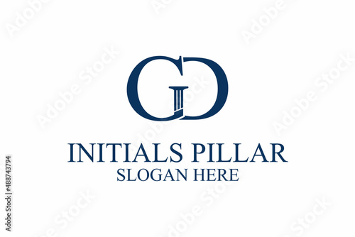 Obraz na płótnie legal pillar logo, initial letter g/d. premium vector w salonie