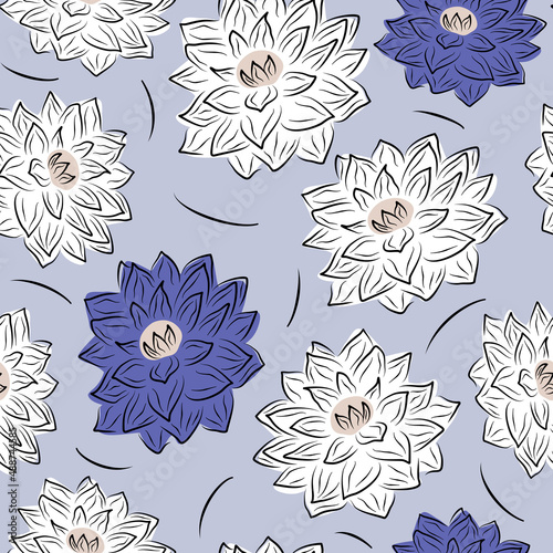 cute colorful trendy very peri abstract seamless vector pattern illustration background with beautiful flowers   

