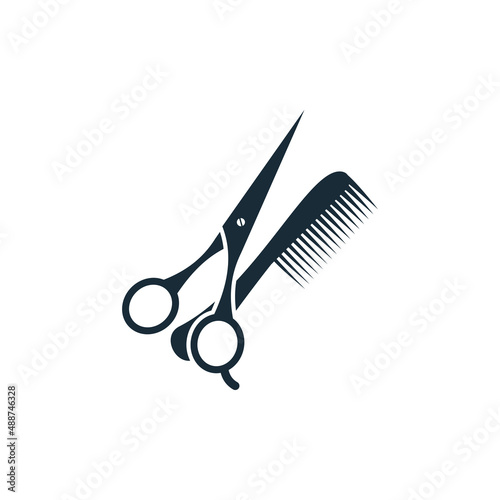 Scissor and Comb Barbershop Icon Design Template Elements